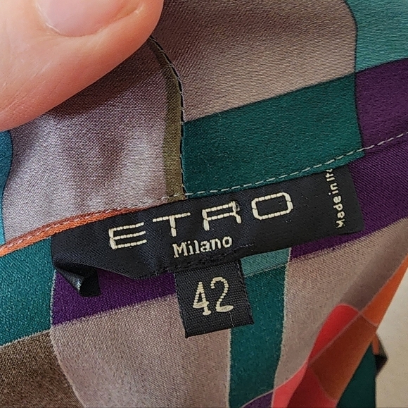 Etro Silk Multicolored Tie Front Blouse 42 - Picture 2 of 5